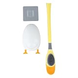 Scopino igienico a forma di anatra in silicone con setole curve di precisione e supporto, design a basso profilo, per piccoli bagni (giallo)