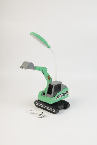 Image of Lexton 12 Inch Rechargeable Excavator Desk Lamp | LED Study Table Lamp with USB Charging Port, 360 Rotatable Neck, Phone Holder, Pencil Sharpener, Storage Box & ON /Off Button for Kids