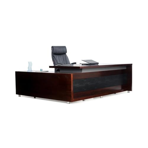 Image of Lakdi The Furniture Office Desk for Director Table Made in MDF with Laminate & Drwaers and Pedestal with Lockable CPU Space, Modern Executive Desk & CEO Desks - Openable Shutte- LDL-556