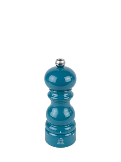 PEUGEOT - Paris u'Select Pepper Mill 15 cm - 6 Pre-defined Grinding Settings - PEFC Certified Wood - Made in France - Pacific Blue Lacquer Colour
