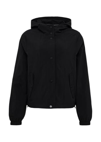 QS Nylon-Jacke mit Kapuze und verstellbarem Saum schwarz M
