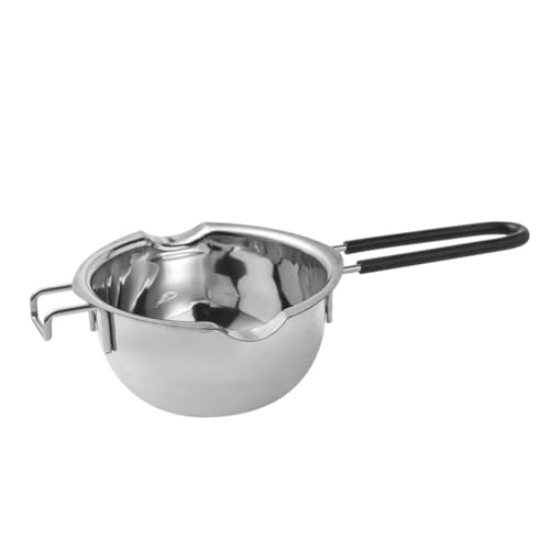Hipzeepo Olla para Fundir Chocolate de 400 Ml, Recipiente de Acero Inoxidable para Fundir Dulces, Boquilla Doble con Gancho Frontal Negro.