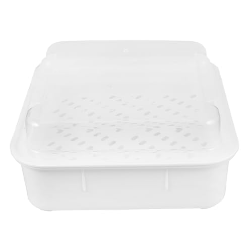 DIYEAH Vaporera para Microondas Cuadrada Doble Capa Vaporeras para Cocinar Verduras y Carnes Utensilios de Cocina al Vapor de Plástico Ligera y Resistente Apta para Dieta Saludable
