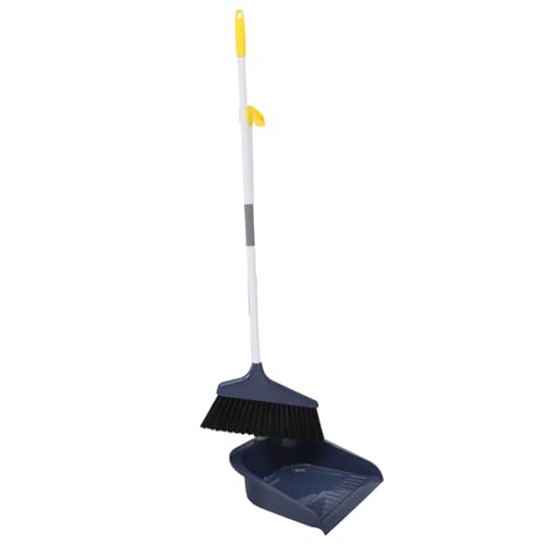 BESTYASH 1 Juego Broy de escobas Suaves Vertical Mango recogedor y Cepillo Limpieza de Basura Escoba al Aire mop Escoba con recogedor de pie Escoba de Servicio Pesado el plastico Azul