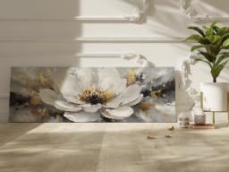 Tableau sur toile moderne pour salon œuvre florale grand format