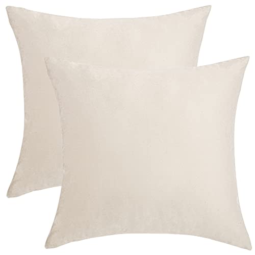 Image of Cazimo Velvet Cushion Covers for Bed, Sofa and Couch - 16 * 16 inches | Ideal for Living Room | Set of 2, Ivory