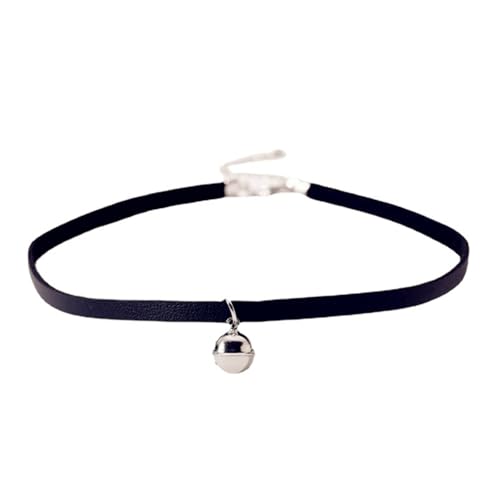 Bells Choker Necklace Silver Plated Vintage Small Jingle Bell Black Lace Ribbon Cat Kitten Velvet Lolita Short Collar Necklace for Women Minimalist Goth Halloween Cosplay Party Christmas Fashion Jewelry Gifts (Black)