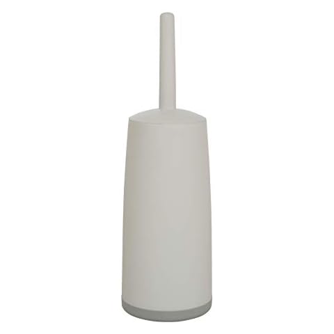 CleanPEAK Toilet Brush with Holder, Replacement Head, Hand Guard and Non-Slip Base for Bathrooms - White Cover