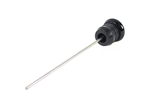Black Shorty Style Oil Tank Dipstick with Oil Temperature Gauge - Black Gauge Face/Black Bezel/Orange Needle - Fits 1965-1984 Harley FL & 1971-1984 FX Big Twin & 1971-1978 XL Sportster Models