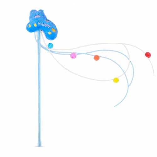 Aymzbd Retractabl Toy for Indoor Cats & Kittens, Cat Teasing, Blue, Plush Kitten