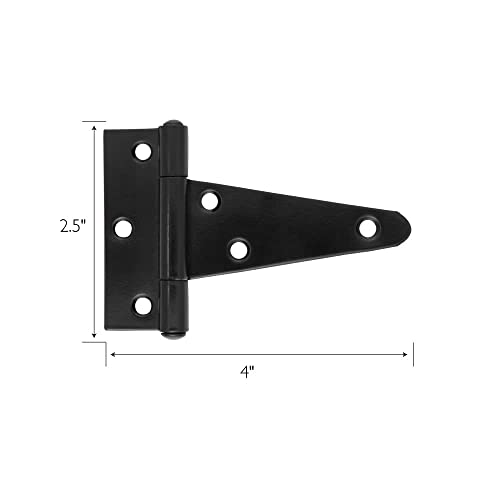 Image of Design House 189373-MB T-Hinge 4 inch x 2.5 inch for Gate or Shutter 4-Pack Matte Black