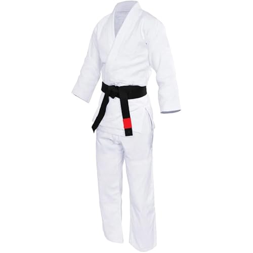 AMENGJ Uniforme con Cinturón Kimono Azul y Blanco de Tejido Sencillo for competición o Entrenamiento con cinturón(White,XXL-180CM)