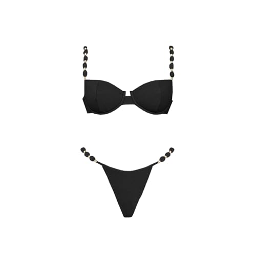 Bikini De Mujer, Bikinis Mujers Traje de baño push up de 3 piezas con falda larga, bañador sexy for mujer, bikini femenino con cuello en V, traje de baño brillante, ropa de playa for cubrirse.(Pink,XL