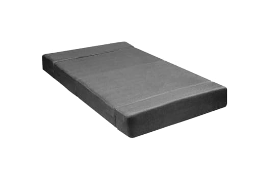 Image of Los Angeles Foldable One Seater Sofa Cum Bed, Sofa Bed 3 X 6 Feet Jute Fabric Washable Cover Including Cushion Perfect for Living Room & Office Guest Room - Grey Color
