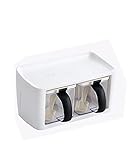 2 Compartments Seasoning Box With Lid,Plastic Clear Seasoning Storage Box,Condiment & Spice Box...