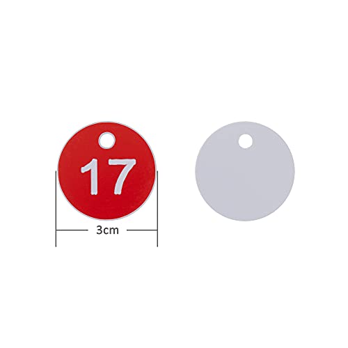 Plastic ID Number Tags Engraved Tags Key Tags ID Tags Without Key Rings (201-300, Red) - Image 2