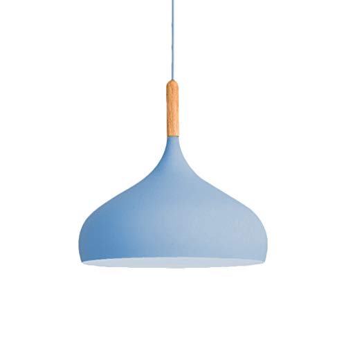 CraftThink Nordic Modern Ceiling Light Fixture, Macaron Pendant Light Teardrop Drop Simple Light Hanging Lighting Fixtures Chandelier for Restaurant bar Coffee Dining Room (Color-Blue)-12 inch Width