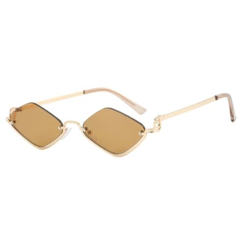 Lunettes de soleil demi-montures punk pour femmes et hommes en métal doré