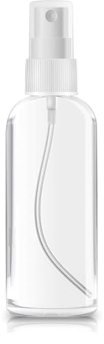 MOMENT Plastic Spray Bottles 2oz/50ml Plastic Spray Clear Empty Fine Mist Plastic Mini Travel Bottle Set Bottles Refillable Liquid Containers Transparent White