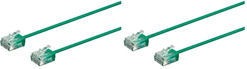 Monoprice Cat6 Ethernet Patch Cable - 1 Feet - Green | Stranded, 550MHz, UTP, Pure Bare Copper Wire, 32AWG - Micro SlimRun Series (Pack of 2)