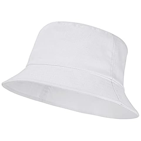 Umeepar Unisex Cotton Packable Bucket Hat Sun Hat Plain Colors for Men Women (1 Plain White) Cover