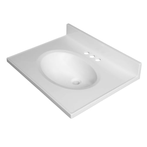 Image of Fine Fixtures Cultured Marble Composite Bathroom Sink Top - Fits Standard 24 inch Vanity | Elegant and Durable Bathroom Sinks for Modern Homes - Upgrade Your Space - Perfect for Any Bathroom Design