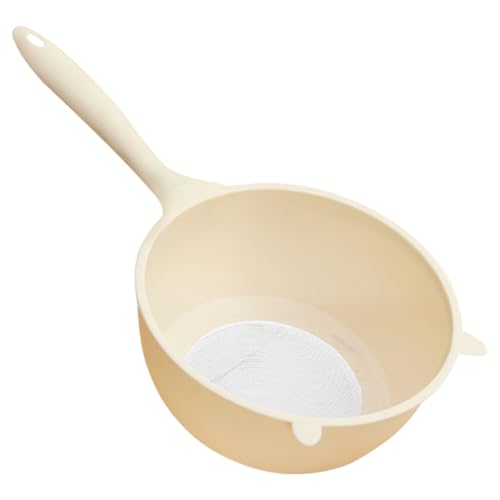 Luxshiny Cesta Coladora de Malla Fina de Pp Crema Pequeña, Escurridor para Lavar Arroz y Verduras, Filtro Reutilizable para Cocina Doméstica, Colador Multiusos para Cocinar