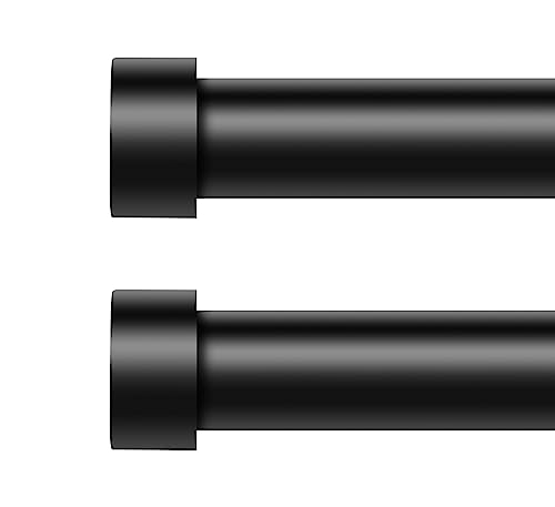 2 Pack Curtain Rods for Windows 48 to 84 Inch(4-7 Feet),Black 1'' Diameter Drapery Rods with End Cap Style Design,Modern Adjustable Heavy Duty Curtain Rod,Size:36''-88''