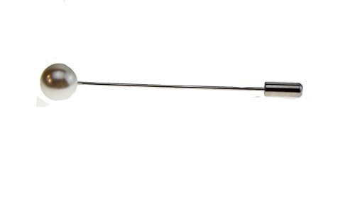 Épingle à cravate rond - cabochon nacré swarovski 10 mm - ivoire - Sur pic argenté - Bijoux marié homme - Création artisanale Cover