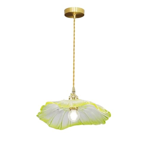 POKHDYE Modern Simple Light Green Glass Chandelier Lotus Leaf Chandelier E26/E27 Light Source Kitchen Island Living Room Restaurant Bar Cafe Single ChandelierModern Simple Light Green Glass Chandelier