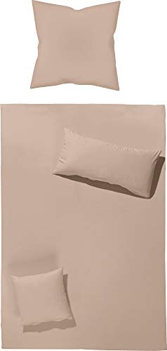 Erwin Müller Bettwäsche-Set Renforcé Würzburg, Uni Taupe Größe 40x80 cm / 135x200 cm - strapazierfähig und temperaturausgleichend, mit...