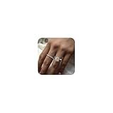 Moissanite Rings 2PCS Engagement Rings Set for Women | 2 Carat Oval Cubic Zirconia Wedding Sets | Wedding Band Ring | Promise Rings for Her 18K White Gold Plated Jeelry Gifts Size 6-10 Size 10
