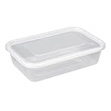 1ABOVE Secure Pack 50 x Microwave Clear Plastic Food Takeaway Heavy Duty Containers with Lids, Freezer & Dish Washer Safe - 500ml