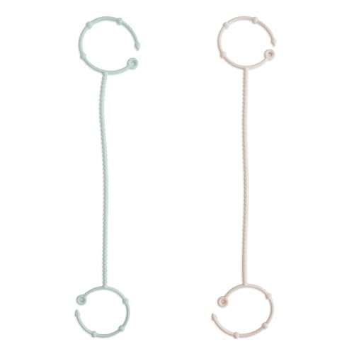 Image of mushie Adjustable Silicone Toy Straps 2-Pack | Baby Accessories Holder for Travel, Stroller, High Chair (Cambridge Blue/Shifting Sand)