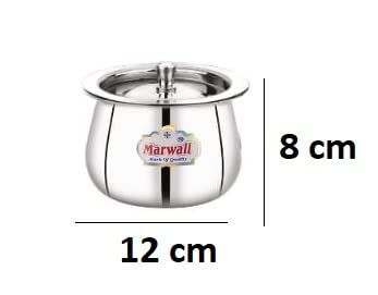 Image of Stainless Steel Handi with Lid for Serving and Storage of Ghee /Dhai /Milk etc. (600ml)