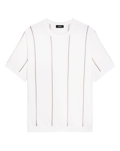 Theory Men's Short Sleeve Crewneck Stripe in Tactile Cotton4
