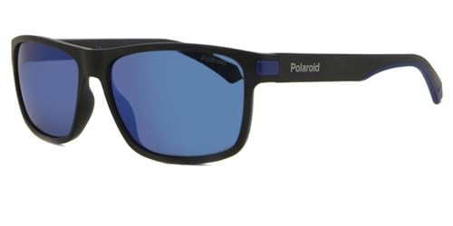 Polaroid Sunglasses Men's PLD 2121/S Rectangular Sunglasses, Black Blue/Polarized Blue, 58mm,15mm2