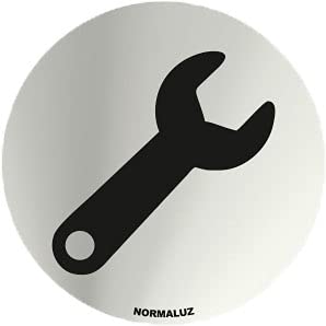 Normaluz Rd797014 - Señal Adhesiva Redonda Herramientas Acero Inoxidable Adhesivo 0,8 Mm 7 Cm Con Cte, Ripci
