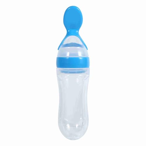 Cuchara Dispensadora de Alimentos para Bebés de Silicona de 90 Ml, Biberón de Silicona para Bebés Y Niños Pequeños con Cuchara, Alimentador de Cereales para Alimentos Frescos, Caliente(azul) Cuchara Dispensadora de Alimentos para Bebés de Silicona de 90 Ml, Biberón de Silicona para Bebés Y Niños Pequeños con Cuchara, Alimentador de Cereales para Alimentos Frescos, Caliente(azul)