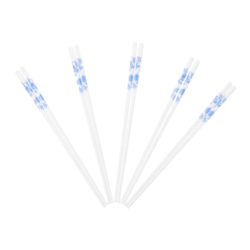 LALAFINA 5組 防滑防?設計 骨瓷陶瓷箸 双 家用滑り止め箸 耐久性と清潔さを兼ね備えた実用的なキッチン用品