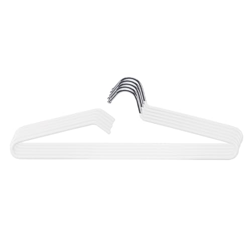 SHIMOYAMA Clothes Hangers, 5 Pack, Metal Short Neck Coat Organisers, Anti-Slip Collar-Protecting Hanger for T-Shirts Dress Jacket Space-Saving (White) SHIMOYAMA Clothes Hangers, 5 Pack, Metal Short Neck Coat Organisers, Anti-Slip Collar-Protecting Hanger for T-Shirts Dress Jacket Space-Saving (White)