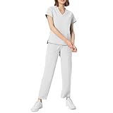 Stretch Scrubs for Women Set Multiple Pockets V-Neck Top and Drawstring Uniform Pant - Plus Size Medical Nursing Set