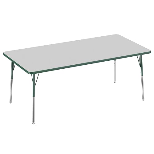 FDP 36" x 72" Rectangle Table with Swivel Glide Legs - Gray/Green