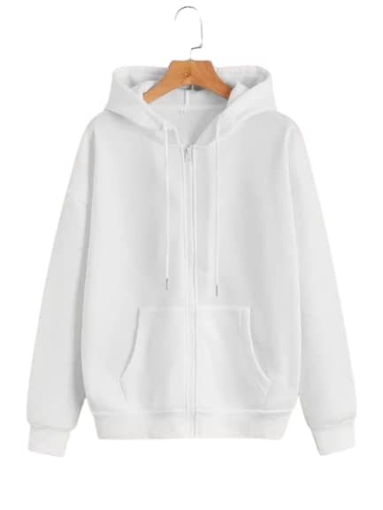 Image of Solid Zipper Hoodie for Womens
