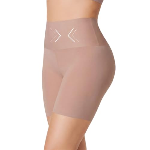 Image of FELDLUFT Women’s High-Waisted Anti-Roll Shapewear Shorts – Seamless Tummy Control Knickers, Butt Lifting Slimming Underwear for Dresses, Weddings, Parties & Everyday Wear Beige