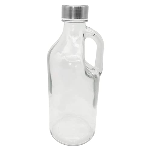 Acan Tradineur - Botella de Cristal con asa 1000 ml, Tapa de Rosca de plástico y Metal, Jarra dispensadora 24,7 x 9,5 cm para Agua fría o Caliente, Bebidas, té Helado Acan Tradineur - Botella de Cristal con asa 1000 ml, Tapa de Rosca de plástico y Metal, Jarra dispensadora 24,7 x 9,5 cm para Agua fría o Caliente, Bebidas, té Helado