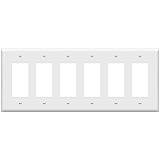 Enerlites Decorator Light Switch/Receptacle Outlet Wall Plates, Mid-Size 6-Gang, Polycarbonate Thermoplastic, White 8836M-W