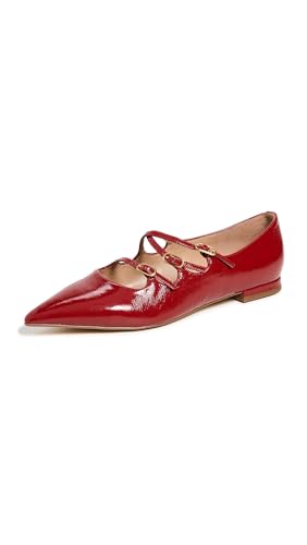 Chaussures plates Cass Mary Jane en cuir écarlate et finitions luxe