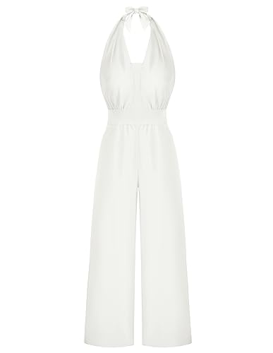 Belle Poque Damen Jumpsuit Elegant Rückenfrei V-Ausschnitt High Waist...