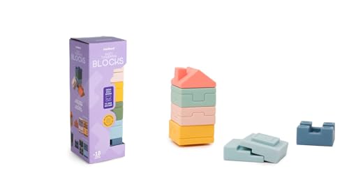 Miniland Juego de Bloques Blanditos para Apilar y Encajar, Estimula la Motricidad y la Creatividad, Desde los 6 Meses | Soft Towering Blocks